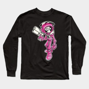 Pink Skeleton Astronaut Long Sleeve T-Shirt